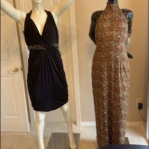 Sherrie Bloom Peter Noviello Chetta B embellished long halter gown size 8 medium